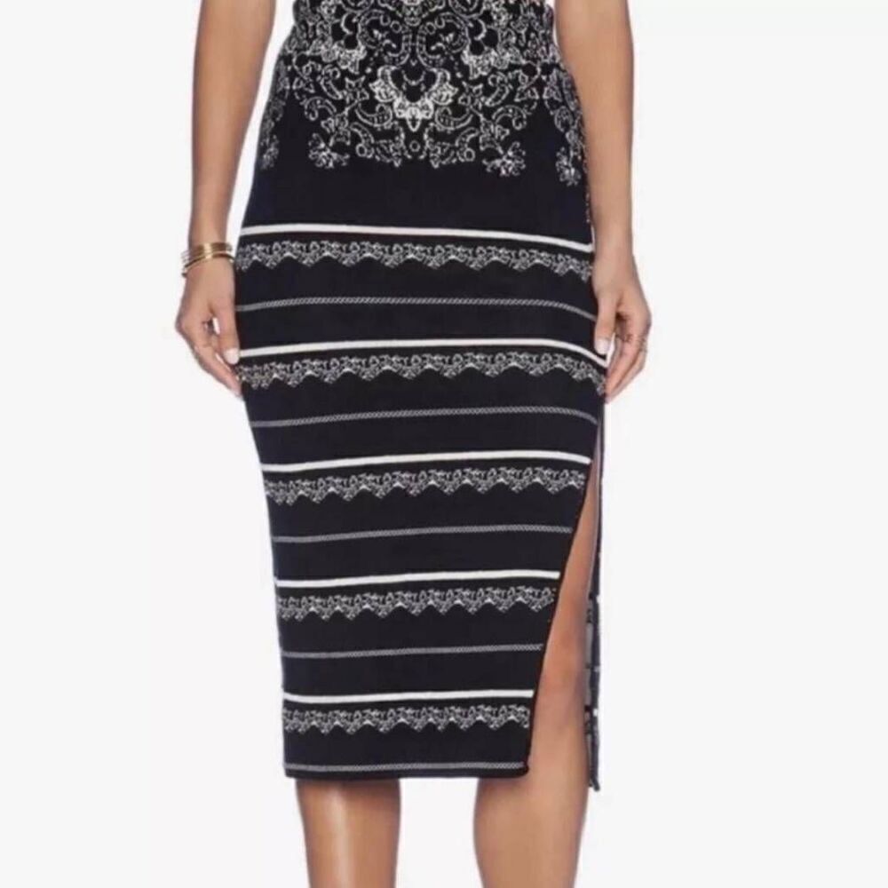 Free People Black Knit A Line Midi Skirt Medium